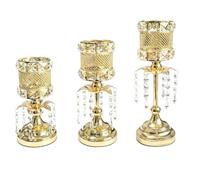 XLWLLNJ Bougeoir Cristal Métal Porte-Bougie Photophore de Luxe avec Perles Cristallines et Finition Éclatante Construction Robuste et Base Ronde Convient pour Décoration de Table Cheminée Fête Salon