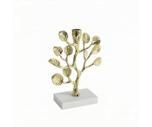 XLWLLNJ Bougeoir Décoratif Branche d'arbre Chandelier Support Centre de Table Coupe Supérieure pour Bougie Droite et Allure, Arbre De Vie Doré avec Base en Marbre, Petit