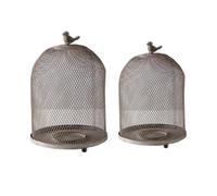 XLWLLNJ Bougeoir Vintage Cage à Oiseau Photophore Chandelier Candelabre Décor en Métal Ajouré Style Dôme avec Base Circulaire Stable et Détails Artistiques, A2588