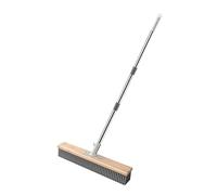 XLWLLNJ Brosse à Long Manche Brosse de Sol En Acier Inoxydable Balai de Décapage Poils Métalliques Manche Bois Nettoyage de Mousse Adaptée Aux Sols Extérieurs, 40cm
