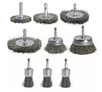 XLWLLNJ Brosse Métallique Rotative Kit Brosse Fil Acier Disque Roue Gobelet Détartrage Décapage Polissage Nettoyage Métal Compatible Perceuse Queue Hexagonale , Black , Hex 9PC SET A