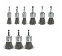 XLWLLNJ Brosse Métallique Rotative Kit Brosse Fil Acier Disque Roue Gobelet Détartrage Décapage Polissage Nettoyage Métal Compatible Perceuse Queue Hexagonale , Black , Hex 9PC Brush SET