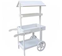 XLWLLNJ Chariot de Rangement Vintage Chariot Plante Étagère Support Présentoir Pliable en Bois Charpente Robuste pour Exposition Décorative Adapté aux Balcons Vitrines Cafés Tavernes, Blanc