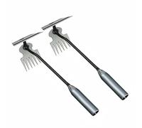 XLWLLNJ Désherbeur Manuel Outil de Jardinage Arrache-racines Cultivateur avec Quatre Dents en Acier Manganèse Poignée Ergonomique Antidérapante Fonction, Houe 7-Dents Zinc 2PK