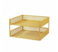 XLWLLNJ Étagère à Documents de Bureau Organiseur Dossiers Range-papiers Support Courrier Grille en Fer à Niveaux pour Tri Visuel Aération Gain de Place, Or, Vertical