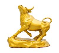 XLWLLNJ Figurine Taureau en Cuivre Jaune Stable Statute Taureau Socle Rectangul Créative Sculpture pr Vitrine Magasin, Style A
