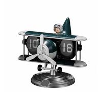 XLWLLNJ Horloge de Bureau Horloge Numérique Horloge Flip Horloge Avion avec Mouvement et Bascule Automatique des Panneaux Finition Rétro en Métal Adaptée au, Vert