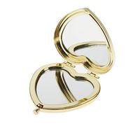 XLWLLNJ Miroir de Maquillage Compact Double Face avec Surface DIY Personnalisable Métal Verre Fonction Pliant Forme Cœur pour Enfants Bureau, d'or
