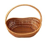 XLWLLNJ Panier Tressé Panier de Rangement PP Cadre Fer Imitation Rotin avec Poignée Stockage pour Collations Serviettes Convient Au Salon Jardin Organisation, Longueur 29cm