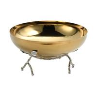 XLWLLNJ Plateau à Snacks Bol Décoratif Coupelle Présentoir en Alliage Doré et Support Argenté de Feuilles Fines pour Adapté pour Table de Repas Table Basse Console d'Entrée, GS9209L