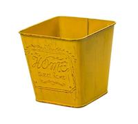 XLWLLNJ Pot de Fleur Décoratif Intérieur Extérieur en Fer Cache-Pot Vase Plante Sculpture Figurine Ornement Finition Lisse Adapté pour Salon Bureau Maison, Carré Jaune