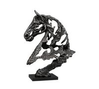 XLWLLNJ Sculpture Cheval Abstrait Tête Cheval Statue Déco Buste Équin Ornement Contemporain en Alliage de Zinc sur Base Marbre Texture Nuancée Adaptée au Salon Console d'accueil