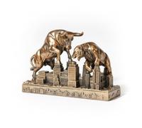 XLWLLNJ Statue Décor Résine Statuette Taureau Ours Art Financier Sculpture Décor Bureau avec à la Volatilité Revêtement Métal Adaptée au Bureau Salle d'Étude Cadeau Clientèle, Bronze