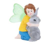 XLWLLNJ Statuette de de Jardin, Figurine Miniature, Ange, Enfant, Lapin, en Résine, Ornement Décoratif Idéal pour Le Jardin, La Pelouse, Le P