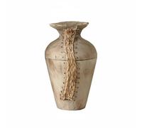 XLWLLNJ Vase Décor Vintage Japonais Vase Décoratif Pot Florale Récipient Ornement Matériau Composite Tressage Fini Cousu Silhouette Artisanale pour Fleurs, Bois Naturel, Petit 22x22x37cm
