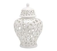 XLWLLNJ Vase en Céramique émaillée, Peint à La Main, Couleur Blanc Gingembre, évidé pour Table
