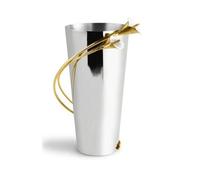 XLWLLNJ Vase Floral Modern Décor Cylindrique en Acier Inoxydable Brillant avec Détail Gildé Corps Stable Adapté aux Bureaux d'accueil Lecture, Grand Modèle - 19 15 33cm
