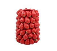 XLWLLNJ Vase Industriel Vase en Céramique Vase Décoratif Vase à Fleurs Corps Sculptural Motif Fraise Couleur Vernissée Ouverture Ronde pour Bouquets, 20.5 20.5 30cm