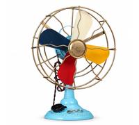 XLWLLNJ Ventilateur Vintage Style Ancien Industriel Objet Décoratif Modèle Métal Fer Robuste Accessoire Photographie Ambiance, Bleu, Multicolore, Petit Ventilateur Coloré À Base Bleue