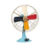 XLWLLNJ Ventilateur Vintage Style Ancien Industriel Objet Décoratif Modèle Métal Fer Robuste Accessoire Photographie Ambiance, Bleu, Multicolore, Grand Ventilateur Coloré À Base Bleue
