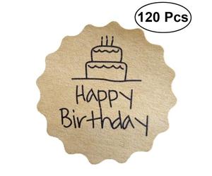 Xm 120 Pièces Forme Ronde Joyeux Anniversaire Cadeau Paquet Décoratif Boîtier Cartes Cadeau Étiquettes Pour Artisanat Personnalisé Approvisionnement D'anniversaire A35