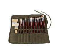 Xm 22 Fentes Porte-Pinceau De Peinture Durable Support De Toile Rollup Pour Artiste Aquarelle Peinture À L'huile Pinceau Outils Stylos Crayons (Vert Foncé)