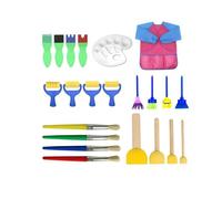 Xm 22 Pièces Enfants Art Peinture Éponge Pinceaux Ensemble Coloré Début Éducation Graffiti Joint Dessin Stylo Peinture Art Vêtements Fournitures