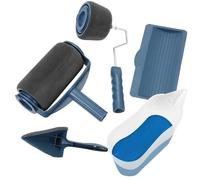 Xm 5 Pièces Peinture Rouleau Brosse Ensemble Coureur Pro Rouleau Brosse Poignée Outil Rouleau Peinture Brosse Ensemble Floqué Edger Bureau Chambre Bricolage Peinture Murale