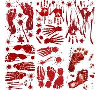 Xm 6 Pièces Empreinte Digitale Décorative Halloween Fête Effrayant Ensanglantée Stickers Muraux Autocollant Mural Pour Maison Porte Mur Magasin Fenêtre A3