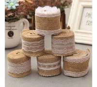 Xm Artistique Jute Toile De Jute Rouleaux Ruban De Hesse Avec Dentelle Vintage Rustique Décoration De Mariage Ornement Toile De Jute Faveur De Mariage