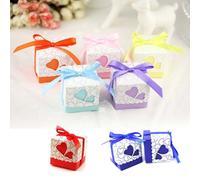 Xm Boîtes À Bonbons Double Ajouré En Coeur Ensemble De 100 Découpés Au Laser Sacs À Bonbons Cadeaux Pour Fête De Mariage Avec Ruban