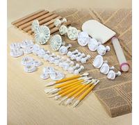 Xm Bricolage En Plastique Cuisson Gâteau Sugarcraft Moule Fondant Cutter Plongeur Plus Lisse Biscuits Rouleau À Pâtisserie Accessoires De Cuisson Outil 46 Pièces/Ensemble