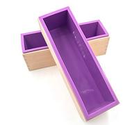 Xm Kit De Moules De Savon En Silicone-2 Pièces Moule De Silicone De Savon Rectangulaire Flexible Avec Boîte En Bois Pour La Fabrication De Savons