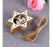 Xm Pendentifs Pour Arbre De Noël 10 Pièces Disques En Bois Hexagram Étoile Tranches Découpées Décor De Bricolage Ornements De Noël Suspendus A3