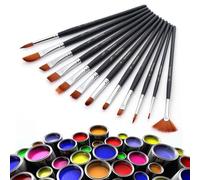 Xm Pinceaux De Peinture À L'huile À Bout Pointu 12 Pièces/Ensemble Pinceaux De Peinture À L'huile Brosse À Peinture Acrylique Aquarelle À Pointe Arrondie