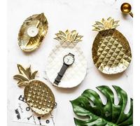Xm Plateau De Rangement De Table À Manger Géométrique Assiette De Bijoux Palais Royal Dessert Fruits Ananas Doré Plateau De Rangement Feuille Décoration Artisanale