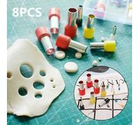 Xm Poinçon Polymère En Acier Inoxydable 8 Pièces Outils De Sculpture De Cercle Rond En Argile Moule De Fabrication À Main Céramique En Argile Polymère Coupeur De Trous De Poterie