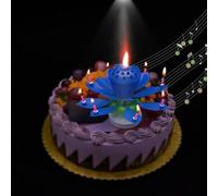 Xm Rotation Fleur De Lotus Musique Anniversaire Bougie Fleur Fête D'anniversaire Musique Gâteau Tournant Bougies Enfant Gâteau Décoration