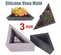 Xm Vase À Fleurs 3d Triangle Silicone Moule Géométrique Bonsaï Pot De Fleur Moule Bricolage Ciment Moules En Argile Artisanat S/M/L