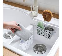 Xm Ventouse Utile Éponge De Cuisine Porte-Vidange Pp Caoutchouc Toilette Organiseur Étagère De Rangement Éponge Panier De Rangement Outils De Lavage Pour Tissus