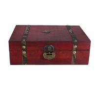 Xm Vintage Coffre Au Trésor Boîte De Rangement En Bois Avec Mini Serrure En Métal Bijoux Anneau Organisateur Étui Antique Style Pliable Boîte En Bois