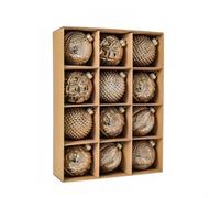 XM0245S-D-Gold Lot de 12 boules de Noël incassables en relief Doré 8 cm