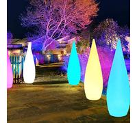 XMAGG Lampe sur Pied LED Colonne Lumineuse en Plastique Blanc à RGB 16 Coloris Réglage de la Couleur par Télécommande, IP54 étanche pour Salon Chambre Exterieur Jardin,Solar Power,80CM