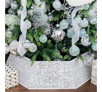 XmasExp Lot de 6 colliers de sapin de Noël à paillettes de 85,1 cm pour décoration de Noël, décoration d'intérieur, support de sapin de Noël, grande taille, blanc