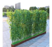XMDEUR Paravent d'extérieur en Bambou Artificiel pour Parc, Jardin, Cour, terrasse, Porche, pergola, Patio, Hautes Fausses Plantes Vertes avec jardinière en Bois, cloison de Salle d'exposition (Cou