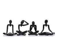 XMGZQ Lot de 4 statues de penseur noires pour décoration d'étagère - Décorez votre maison ou bureau avec des sculptures d'art abstraites en PVC