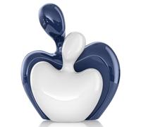 XMGZQ Statuette de couple enlacé, figurine en céramique, objet romantique pour décoration d’intérieur, meuble TV ou étagère, cadeau idéal pour anniversaire de mariage ou Saint-Valentin (Bleu/blanc)