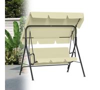 XMTECH Balançoire hollywoodienne 3 places avec toit solaire réglable & coussins - Balançoire de jardin avec cadre en acier stable, charge maximale 200 kg - Banc à bascule pour jardin, terrasse & balco