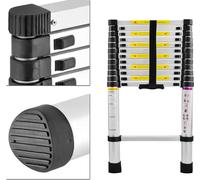 XMTECH Echelle télescopique Echelle multifonctionnelle Echelle à coulisse Echelle simple Echelle polyvalente 3,8M Echelle télescopique 13nombre de barreaux Argent