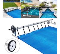 XMTECH Enrouleur mobile de piscine Enrouleur avec roues 3 - 5,70 m réglable Système d'enroulement pour bâches solaires Couverture de piscine